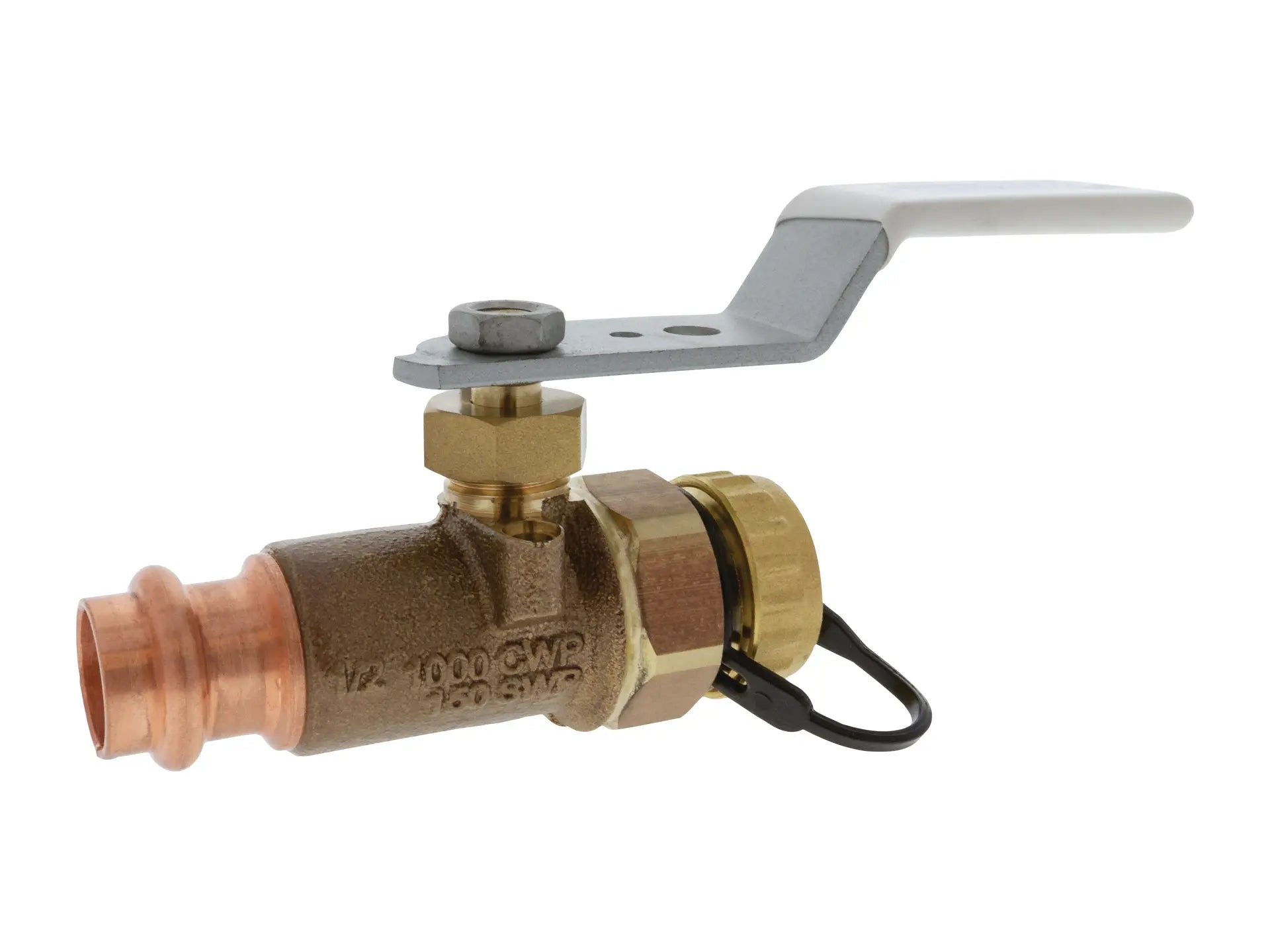 NIBCO HP84HH8, 3/4 in. x 3/4 in. PressEnd x HoseEnd HP Bronze Ball Valve LF SS Trim