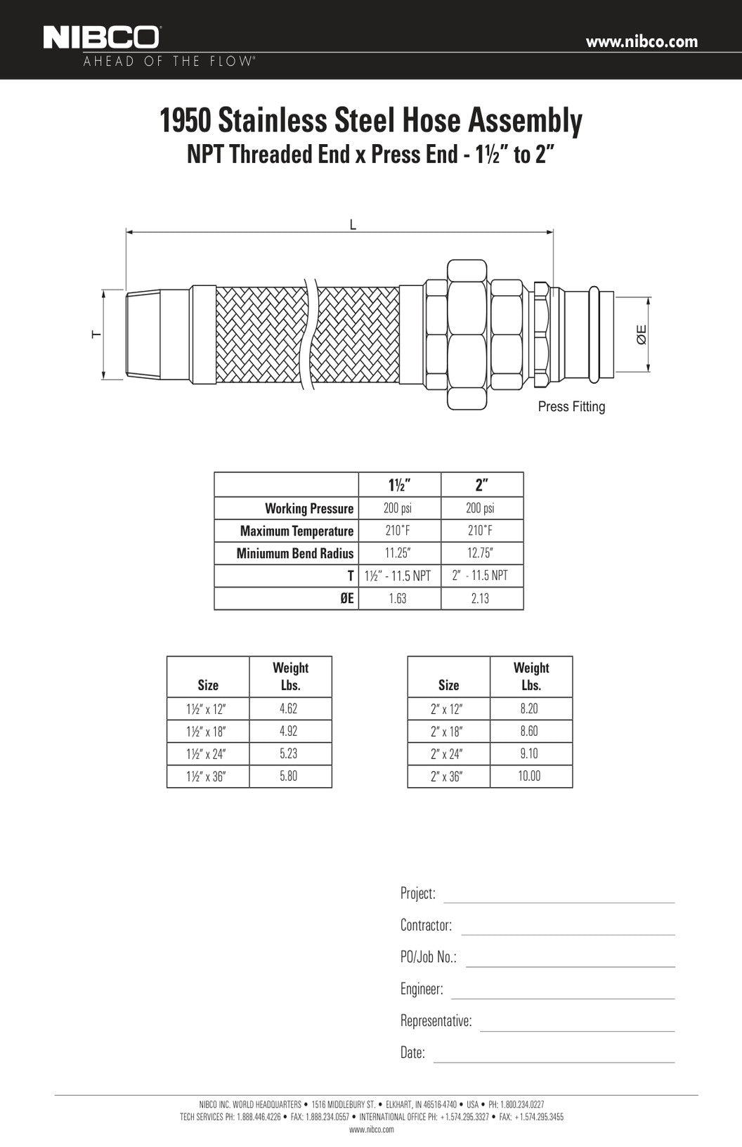 1950 Spec Sheet