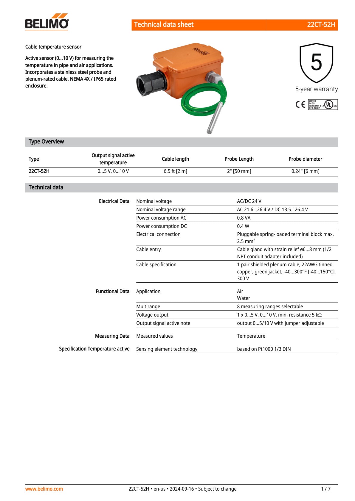 22CT 52H Datasheet