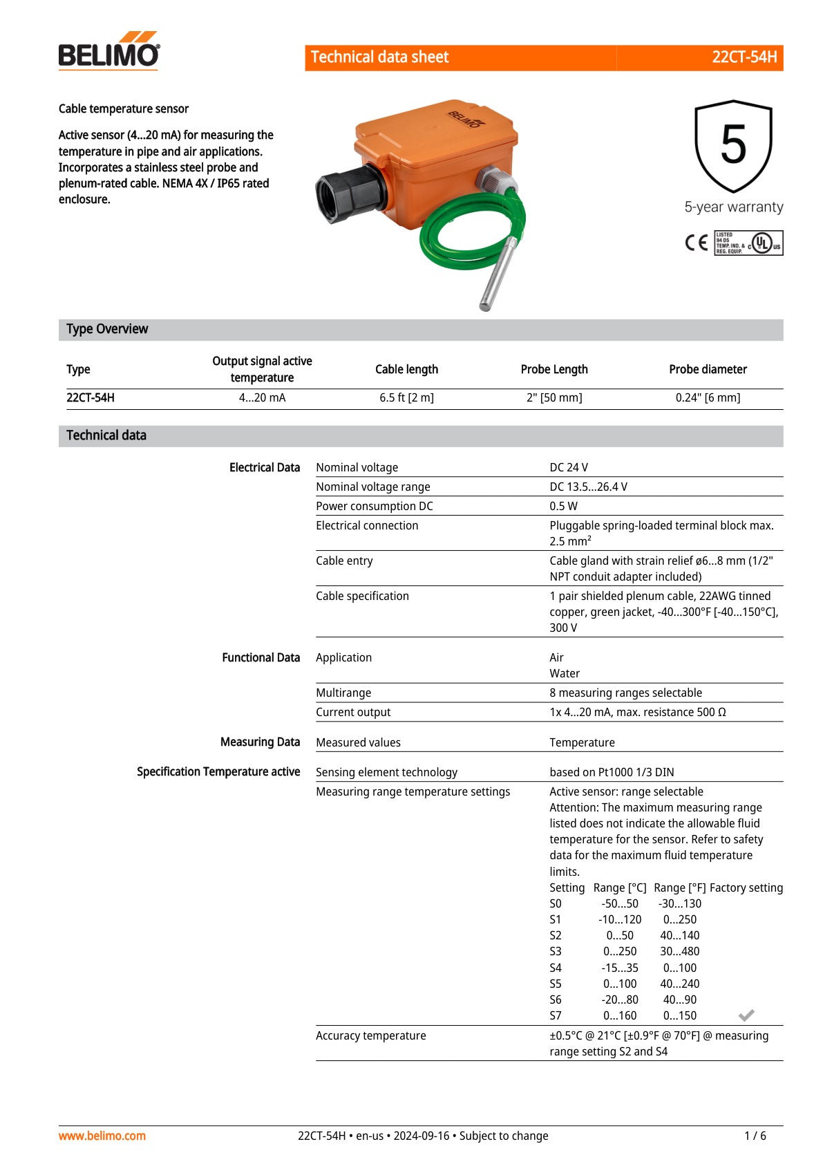 22CT 54H Datasheet