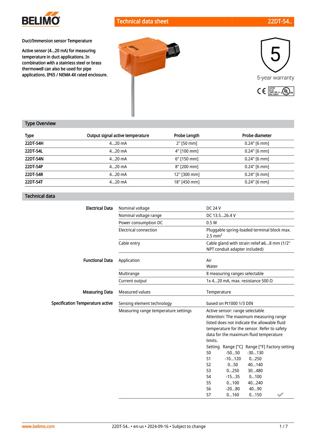 22DT 54 Datasheet