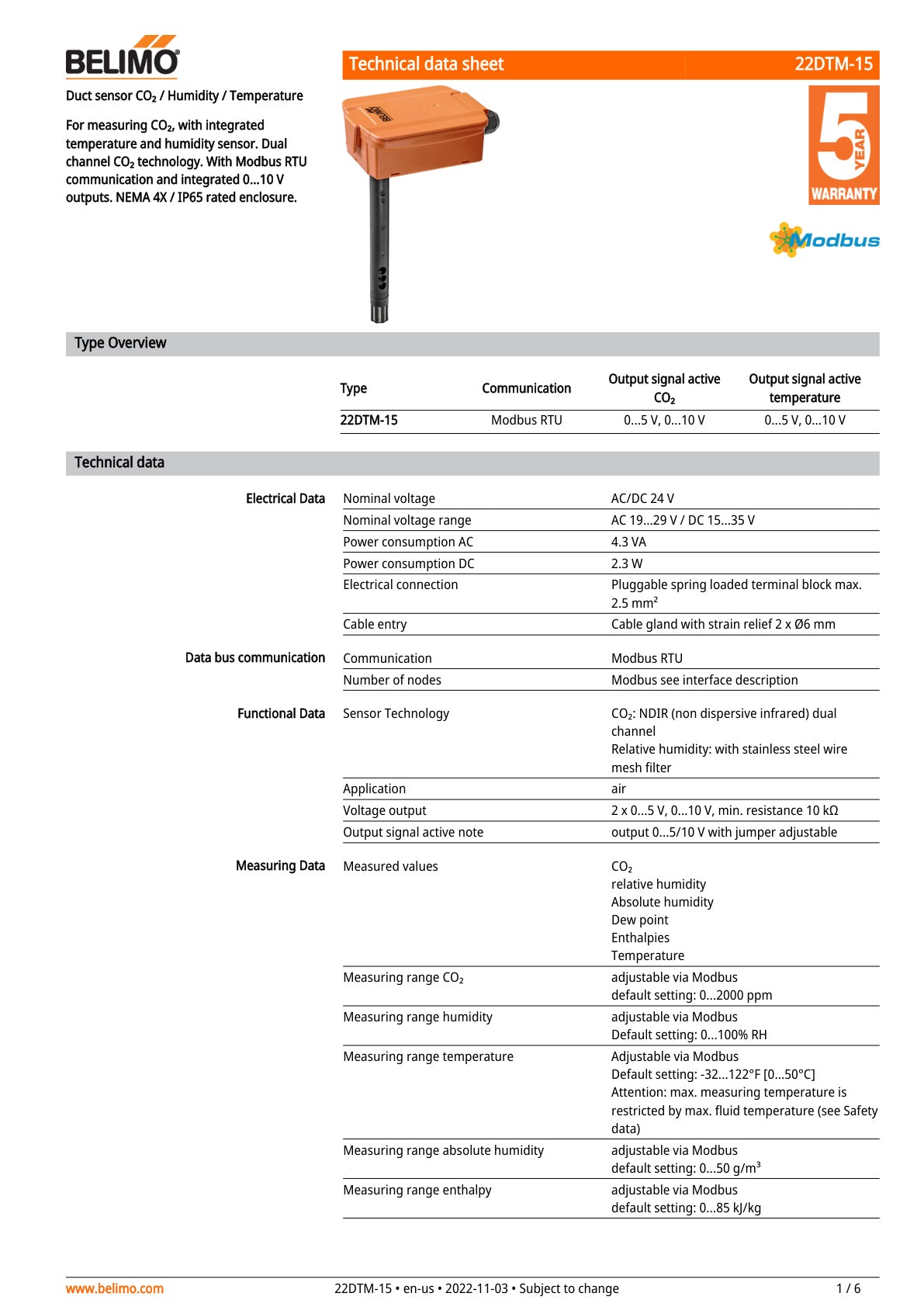 22DTM 15 Datasheet