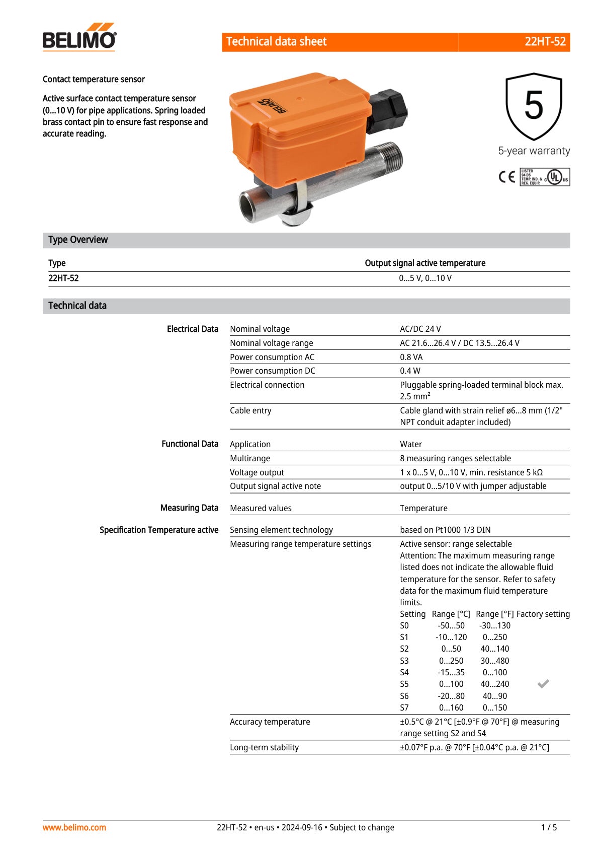 22HT 52 Datasheet