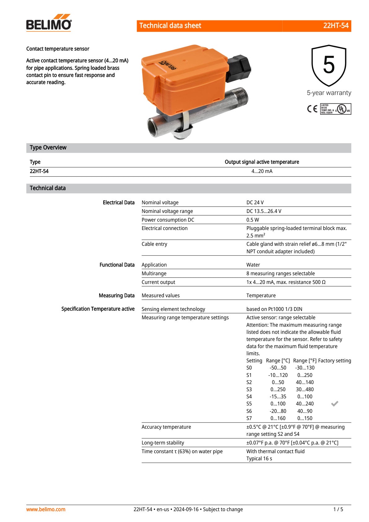 22HT 54 Datasheet