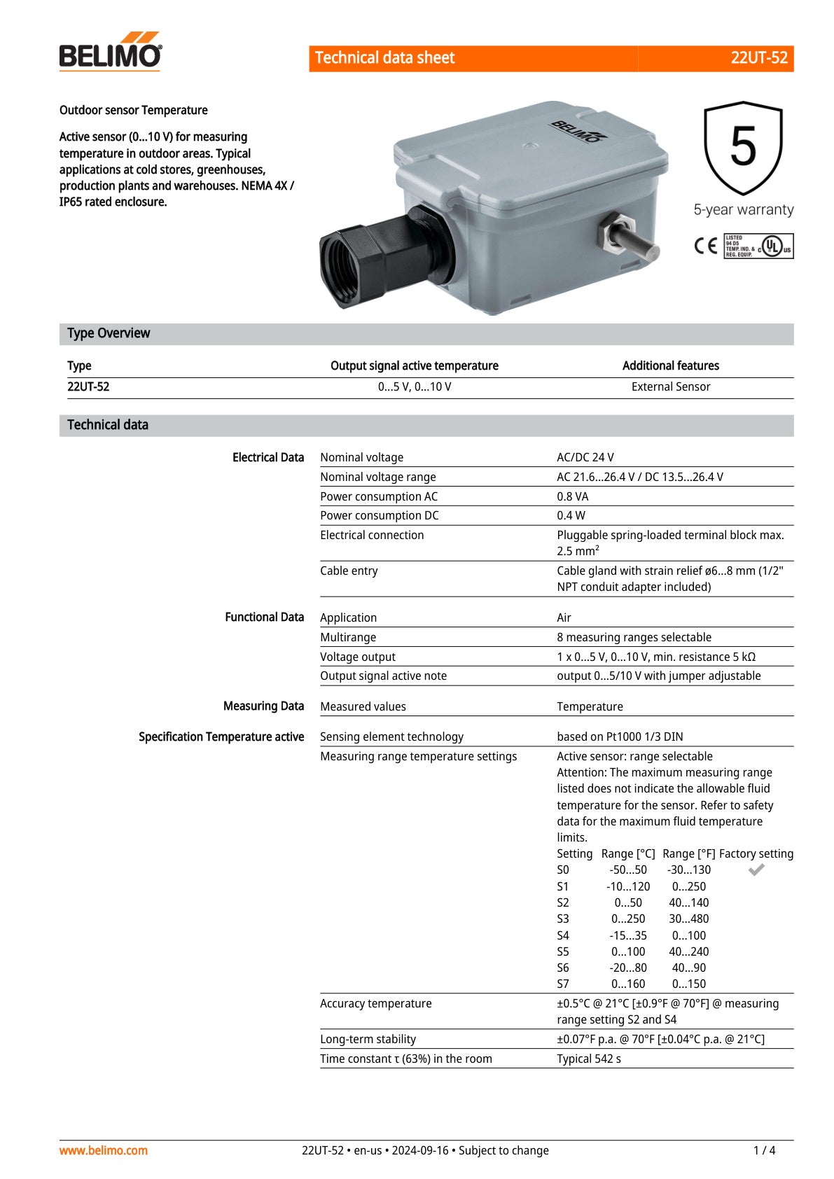 22UT 52 Datasheet