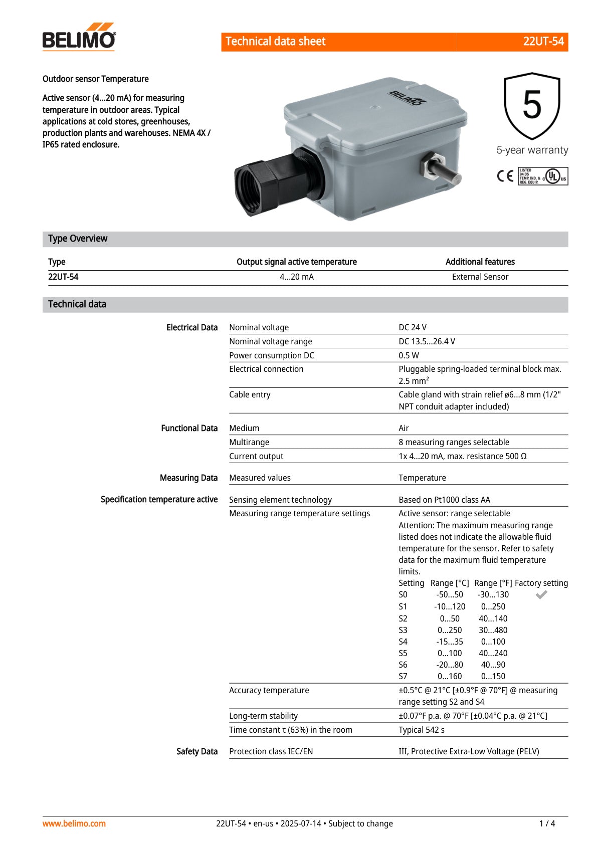 22UT 54 Datasheet
