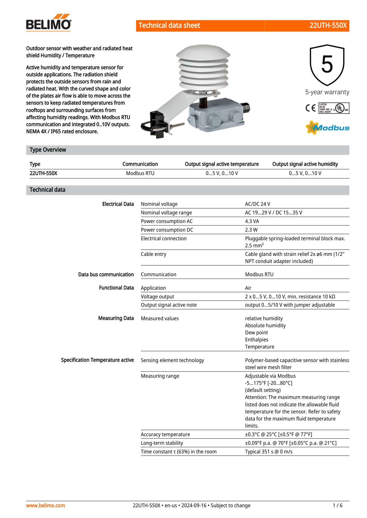 22UTH 550X Datasheet