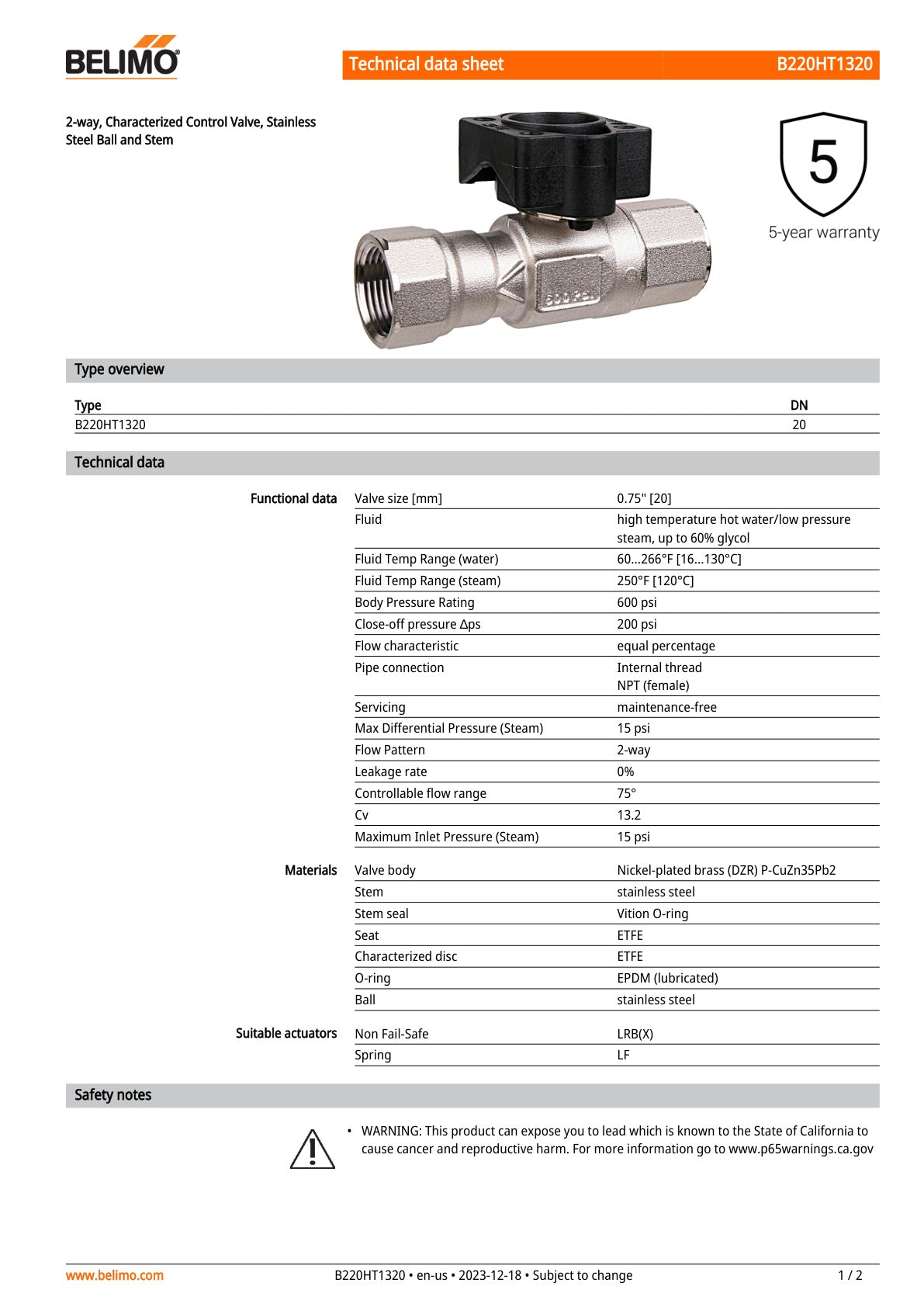 B220HT1320 Datasheet