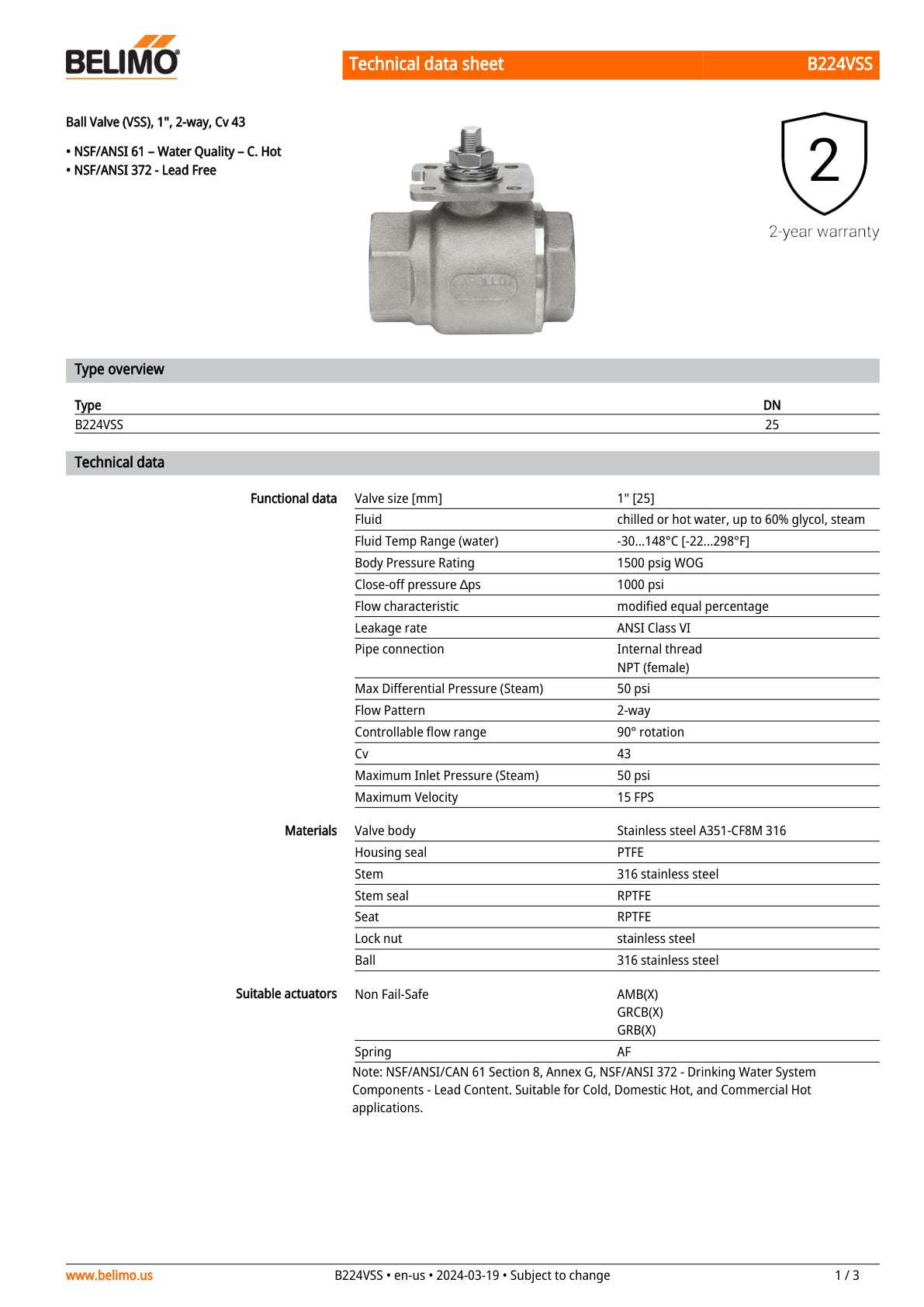 B224VSS AFBUP S X1 Assembly