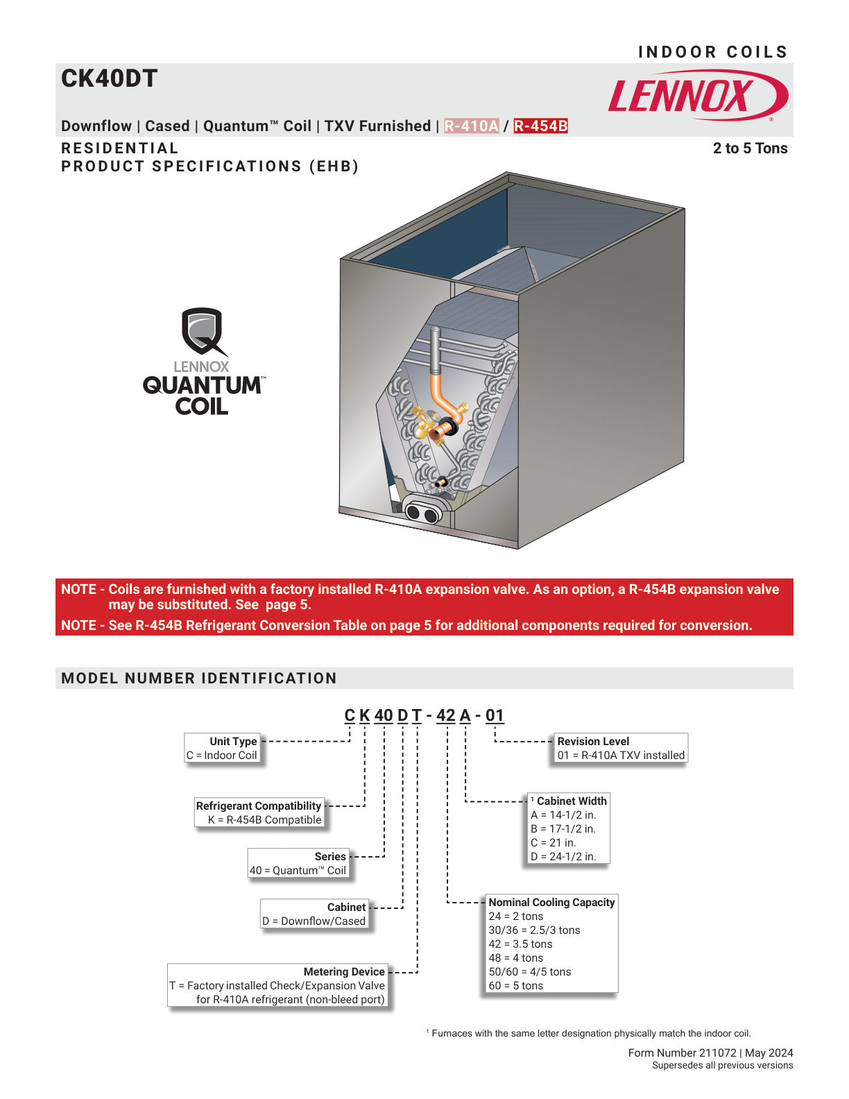 CK40DT 01  2 5 Ton  Downflow EHB