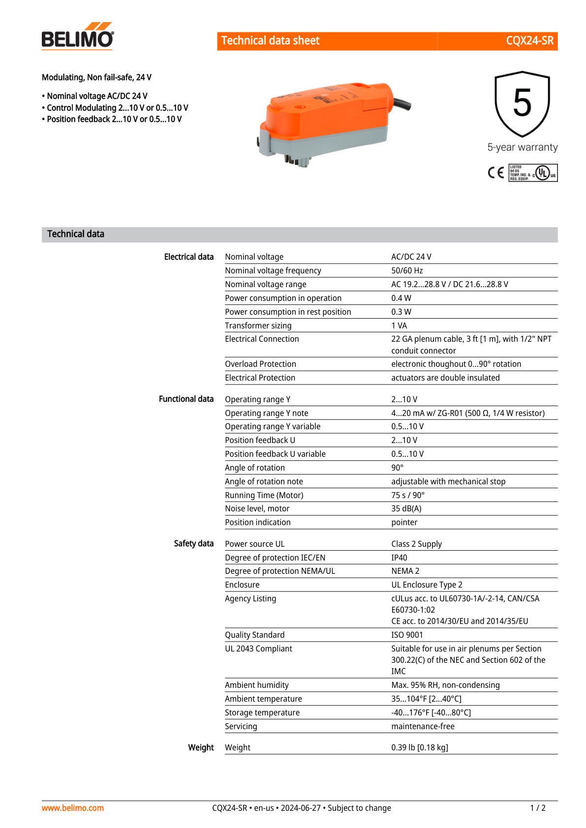 CQX24 SR Datasheet