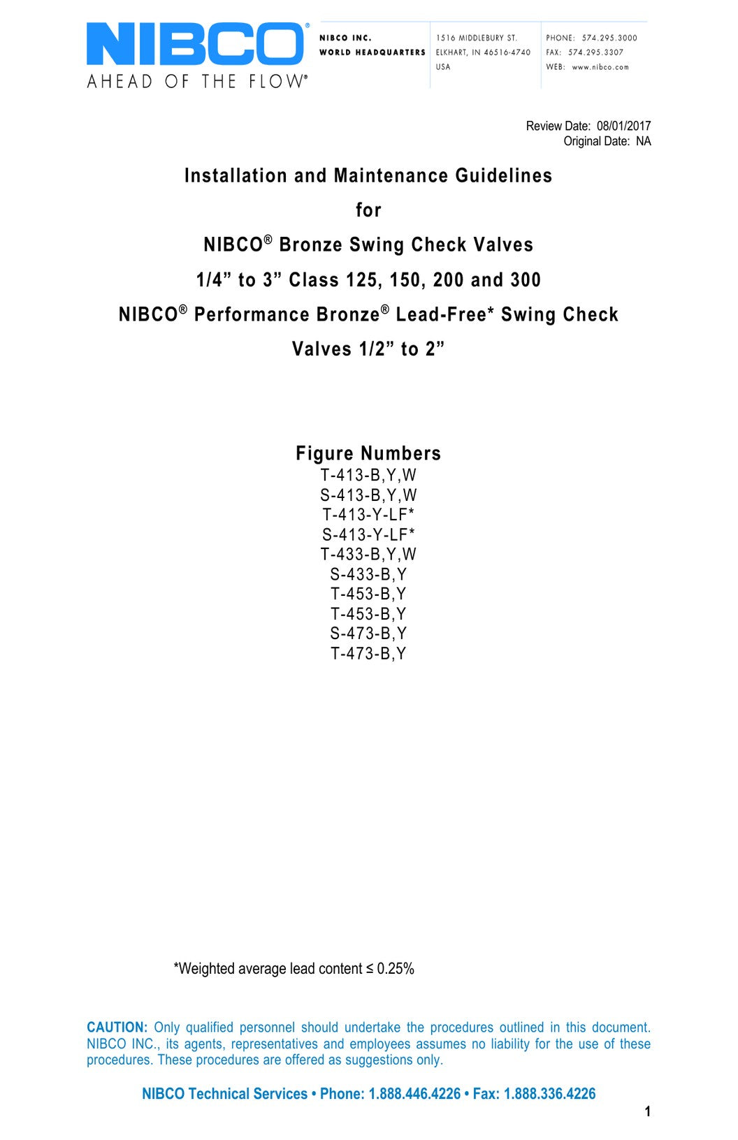 Check Valve Bronze Swing IOM Manual