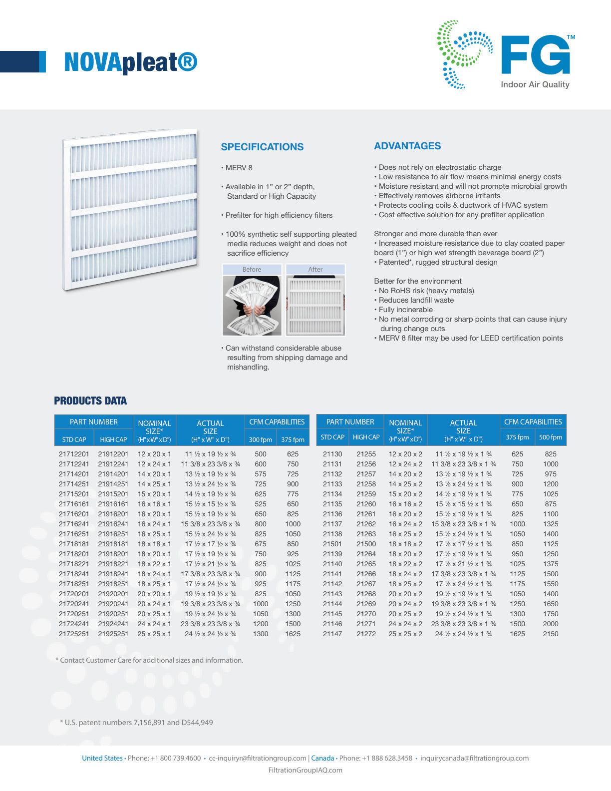 Columbus Product Specs Merv 8