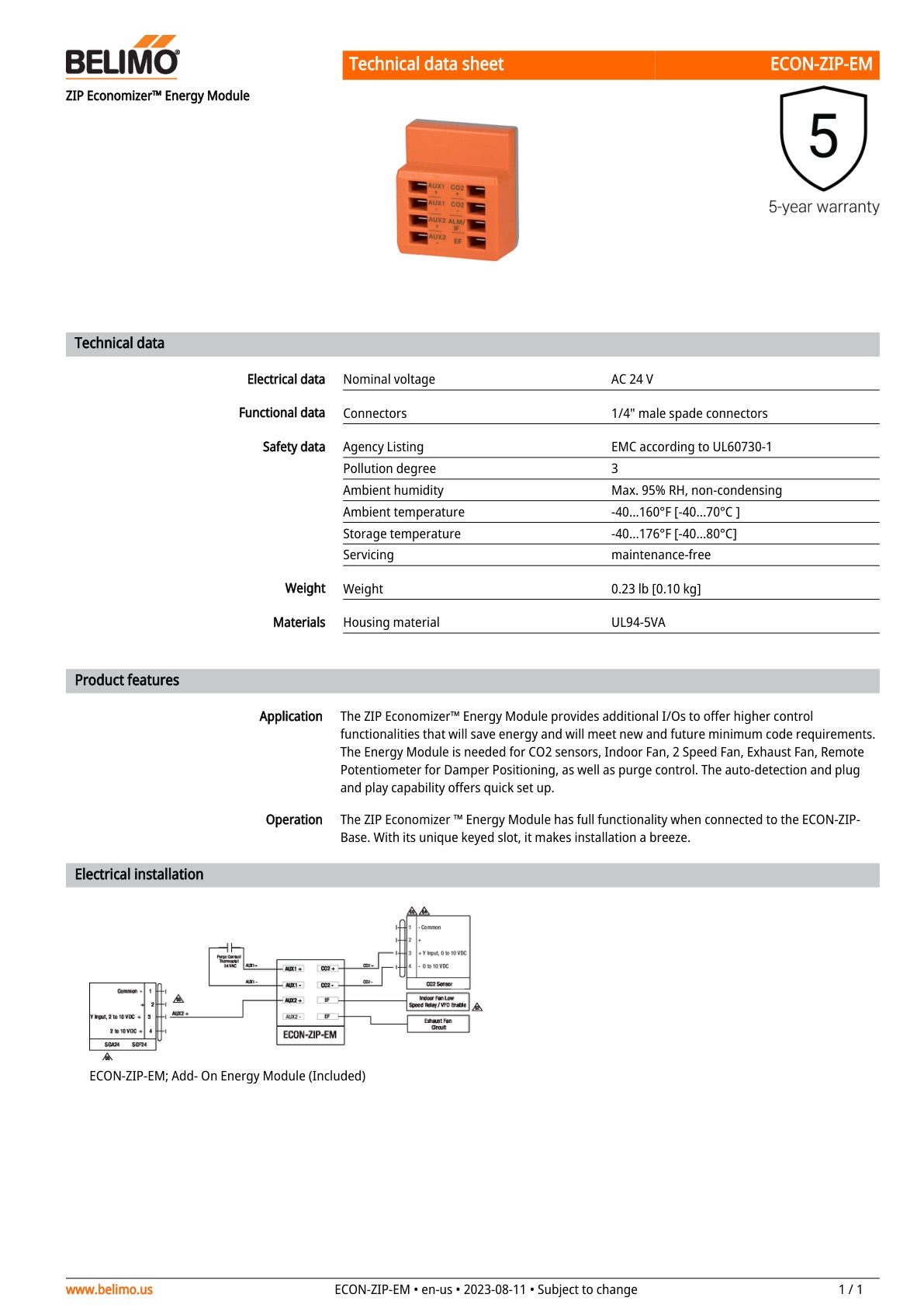 ECON ZIP EM Datasheet