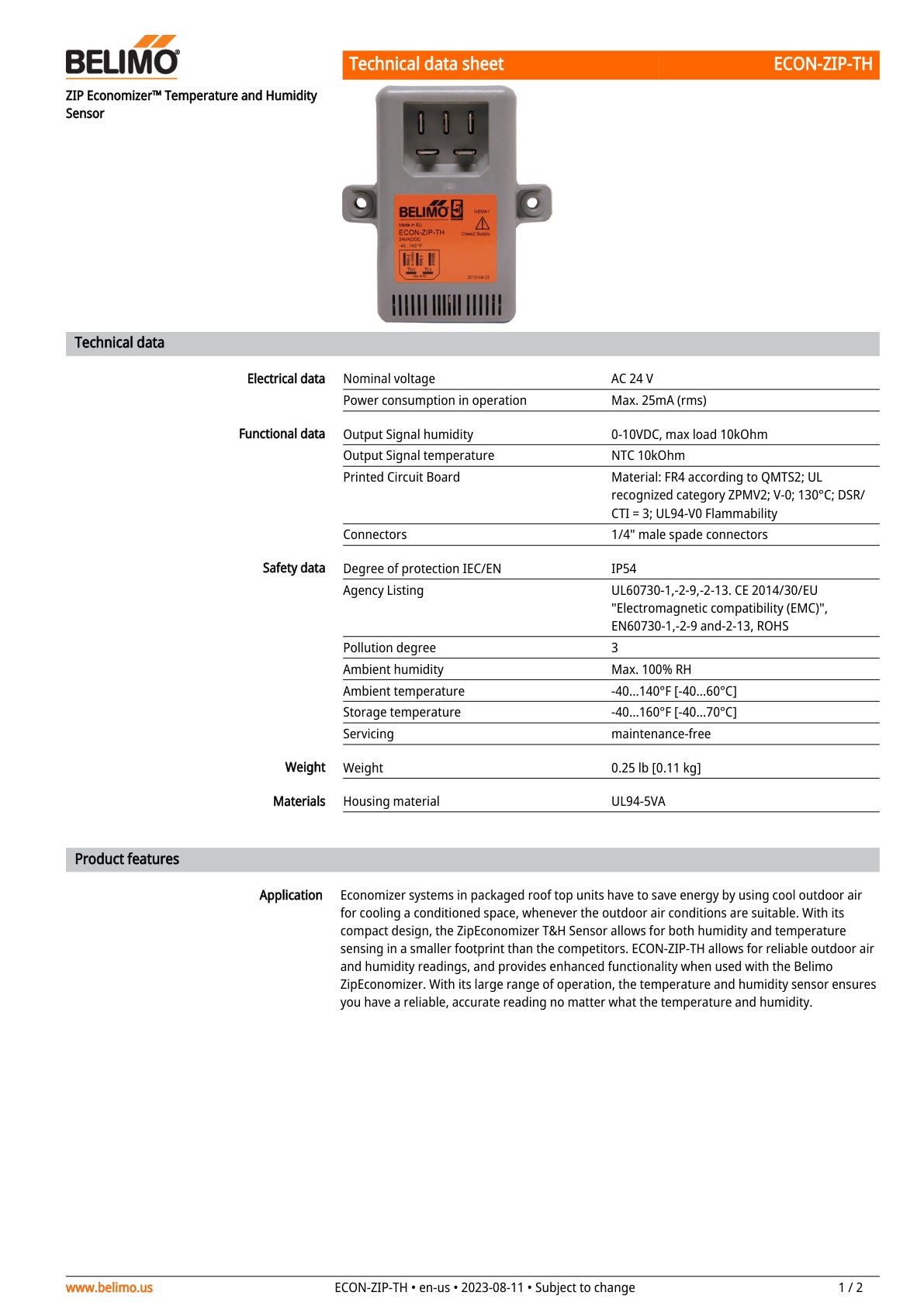 ECON ZIP TH Datasheet
