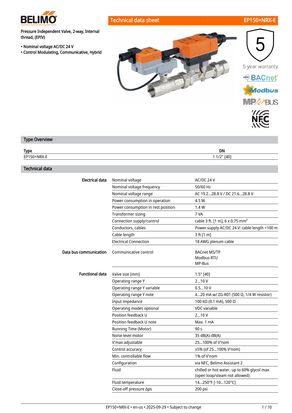 EP150 NRX E Datasheet