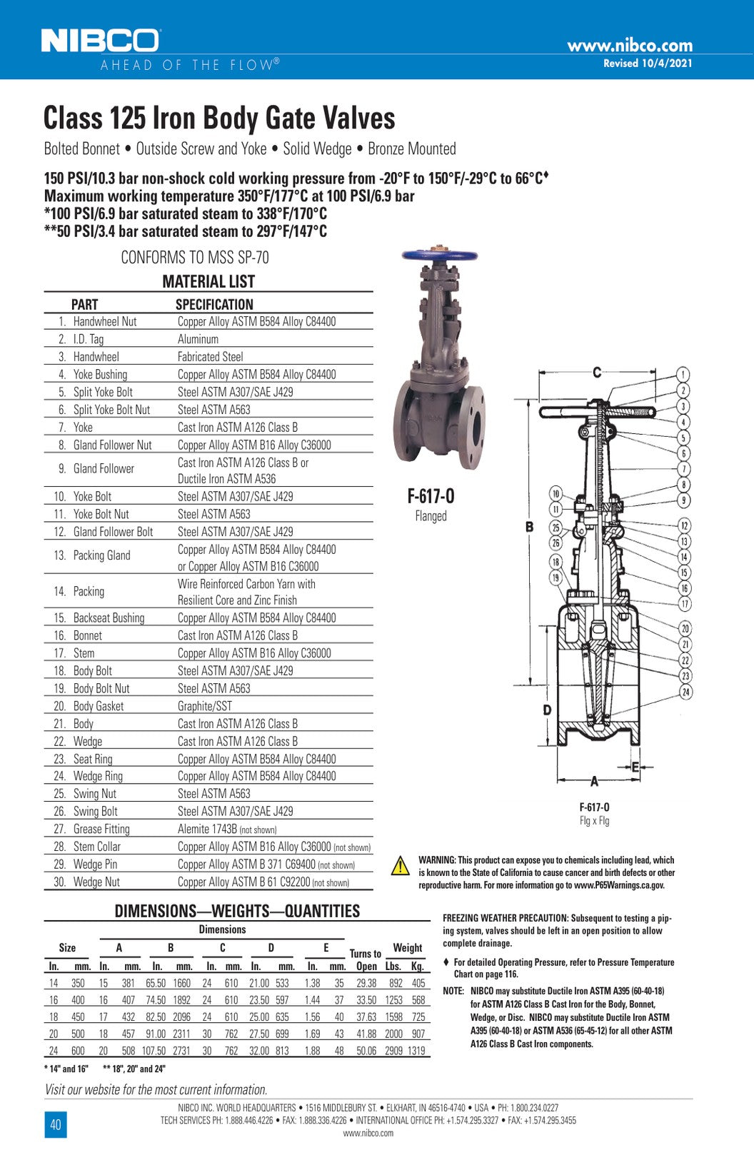 F 617 O Large Diameter Spec Sheet