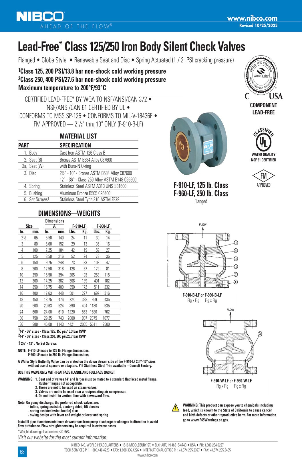 F 910 960 LF Spec Sheet