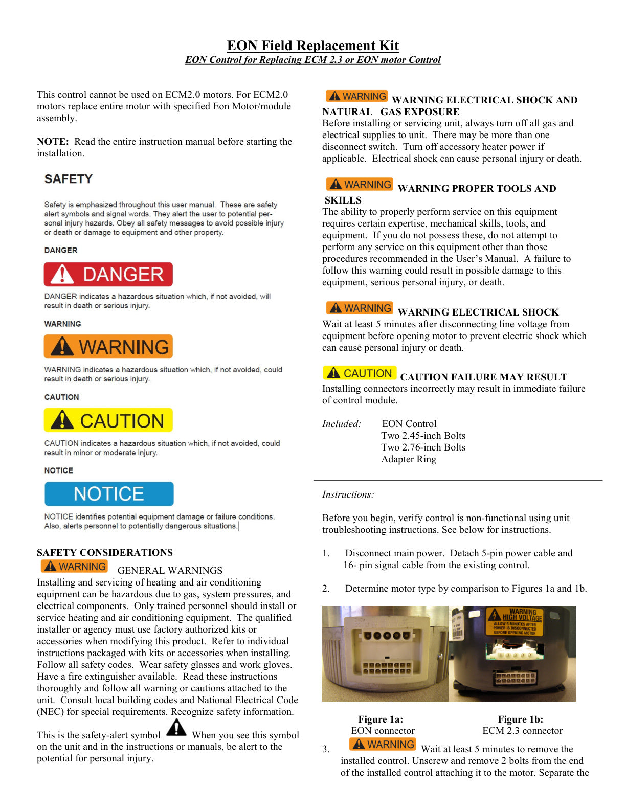 Genteq Eon Replacement Control Instructions