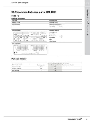 CM, CME (Recommended spare parts) (Service Kit Catalogue)