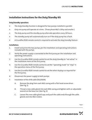Duty/Standby Kit (I & O instructions)