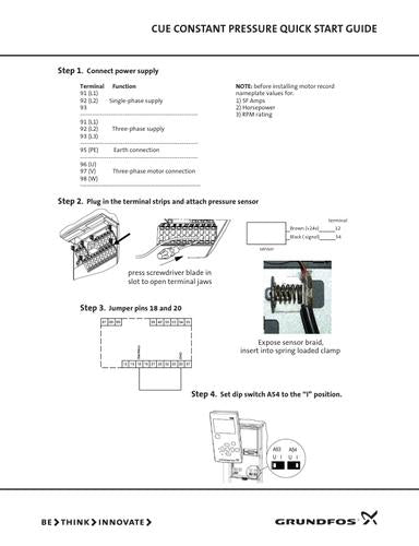 CUE constant pressure quick start guide (Installation and operating instructions)
