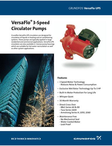 VersaFlo® 3-Speed Circulator Pumps