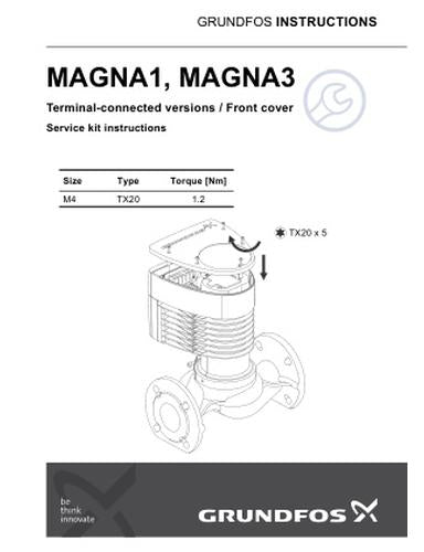 MAGNA1, MAGNA3 Terminal connected versions, Front cover (Service kit instruction)