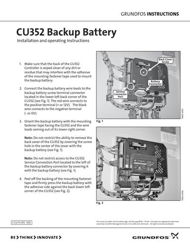 CU352 Backup Battery (Installation and operating instructions)