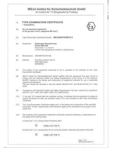 Type examination certificate ATEX DMX-DMH (until end of 2013) (Certificate)