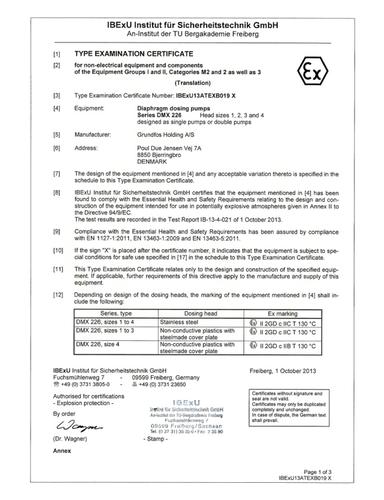 Type examination certificate ATEX DMX-DMH (from week 01-2014) (Certificate)