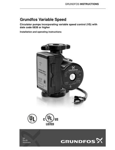 Grundfos Variable Speed (Installation and operating instructions)