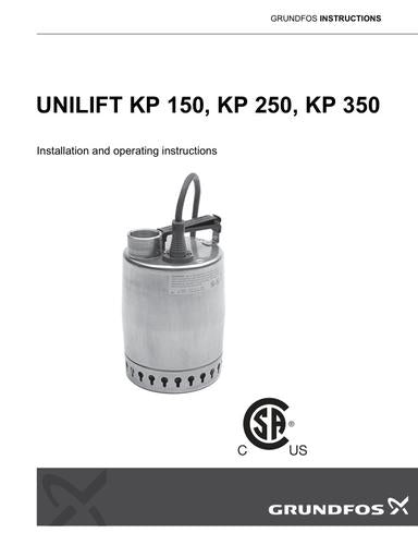Unilift KP 150, KP 250, KP 350 (Installation and operating instructions)