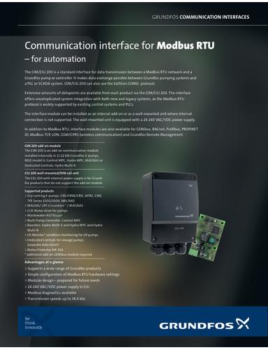 Communication interface for Modbus RTU (Data sheet)
