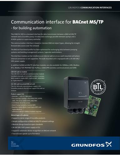 Communication interface for BACnet MS/TP (Data sheet)