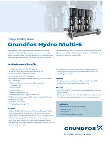 Hydro Multi-E, Pressure Boosting System (Product Brochure)
