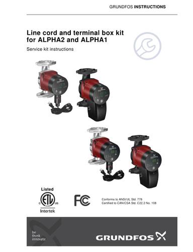 Line cord and terminal box kit for ALPHA2 and ALPHA1 (Service kit instructions)