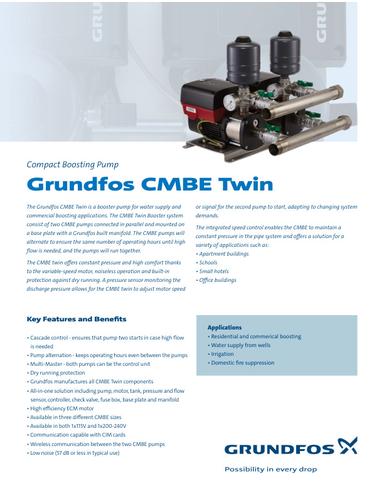 GRUNDFOS CMBE TWIN, Compact Boosting Pump (Data sheet)