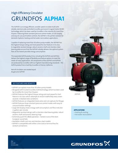ALPHA1, High-Efficiency Circulator (Product brochure)