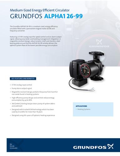 ALPHA1 26-99, Medium-Sized Energy Efficient Circulator (Product brochure)