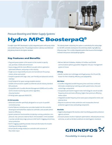 HYDRO MPC BOOSTERPAQ®, Pressure Boosting and Water Supply Systems (Product brochure)
