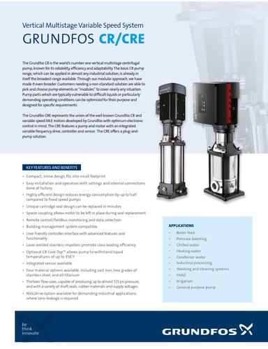 GRUNDFOS CR/CRE, Vertical Multistage Variable Speed System (Leaflet)