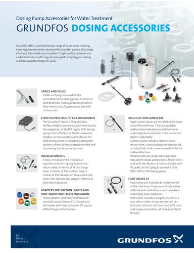 GRUNDFOS DOSING ACCESSORIES, Dosing Pump Accessories for Water Treatment (Leaflet)