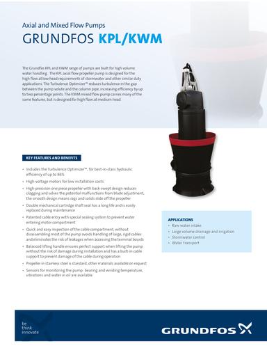 KPL/KWM, Axial and Mixed Flow Pumps (Data sheet)