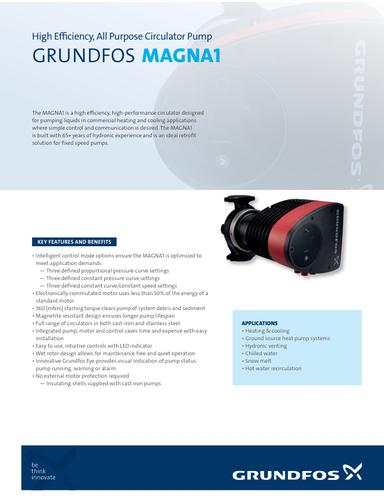 MAGNA1, High Efficiency, All Purpose Circulator Pump (Data sheet)