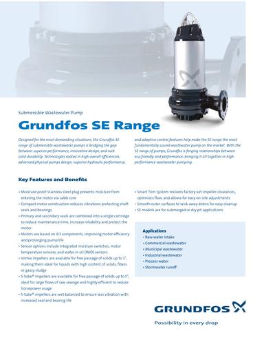 SE RANGE, Submersible Wastewater Pump (Data sheet)