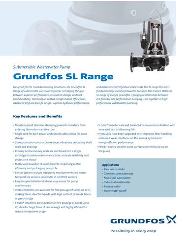 SL RANGE, Submersible Wastewater Pump (Data sheet)