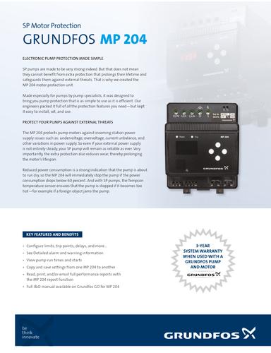 MP 204, SP Motor Protection (Data sheet)