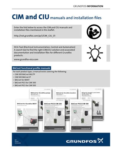 CIM and CIU manuals and installation files (Date sheet)