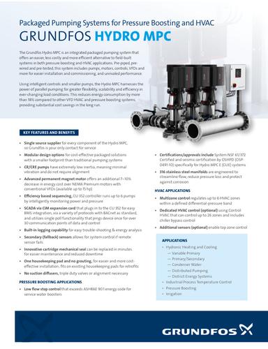 HYDRO MPC, Packaged Pumping Systems for Pressure Boosting and HVAC (Product brochure)